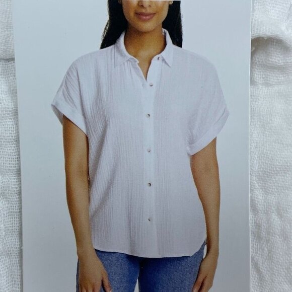 Jessica Simpson Tops - Jessica Simpson Women’s Button Down White Cotton Shirt Medium a1545